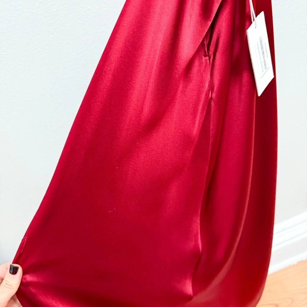 Reformation Cassette high neck cowl silk red dress sangre red NWT Size 6 formal - Picture 14 of 16